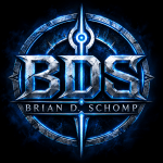 Brian D. Schomp BDS blue and silver author logo