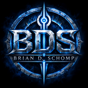 Brian D. Schomp BDS blue and silver author logo